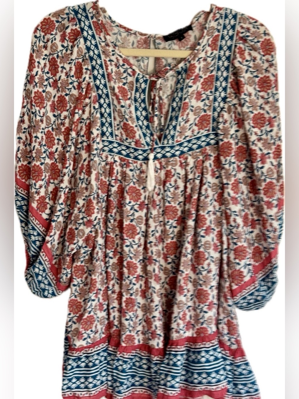 Rachel Zoe Boho Floral Tunic Top | Size Small | Earth Tone Print